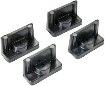 Four black Pelican 1507 Quick Mount brackets arranged in a group on a white background