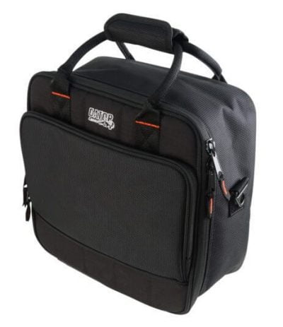 Gator padded nylon mixer bag in black shown from a three-quarter angle view