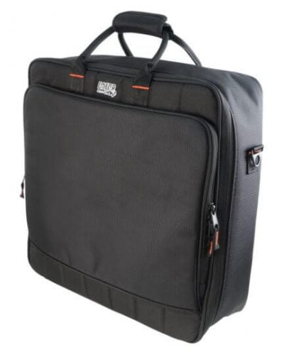 Gator Cases padded nylon mixer bag in black viewed from a three-quarter front angle