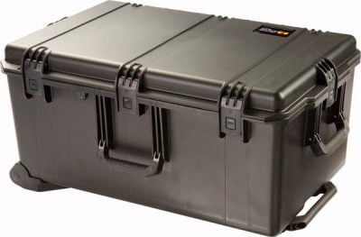 Pelican iM2975 Storm travel case in black shown from a high angle front view