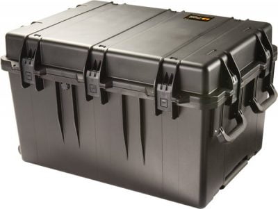 Pelican iM3075 Storm transport case in black with a high-angle studio view