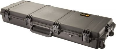 Pelican iM3200 Storm long case in black featuring rolling wheels and side handles