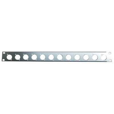 1U Rack Panel with Holes for 12 Channel Patch Bay