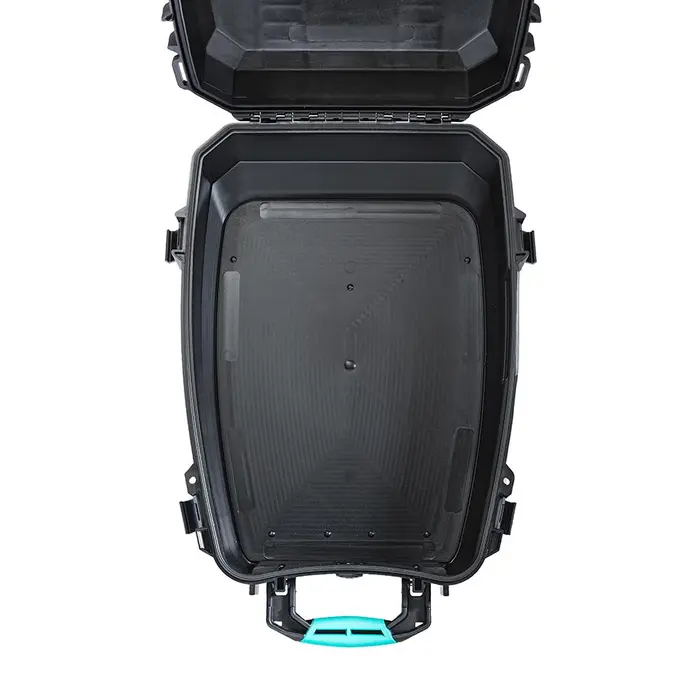 hprc3600 top empty HPRC 3600 backpack case interior view from top-down showing empty base with teal handle