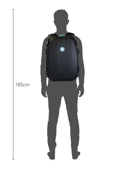 hprc 3600 retro HPRC 3600 backpack worn by a model to illustrate the scale against 185cm height
