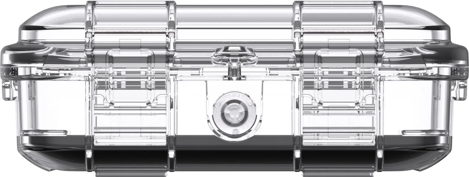 pelican m40 micro case clear black side Pelican M40 Micro Case in clear polycarbonate with a black base and pressure release valve