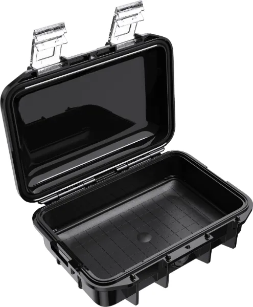 pelican m40 micro case open Pelican M40 Micro Case in black with a clear lid open to reveal interior lining