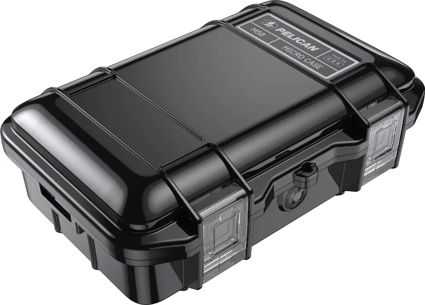 pelican m50 micro case black Pelican M50 Micro Case in glossy black shown from a high angle front view