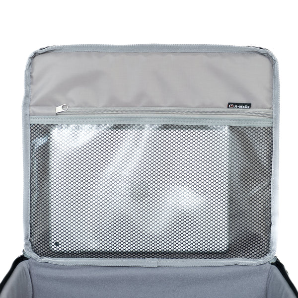 in1519tr 8 A-MoDe travel insert bag lid interior featuring a large zippered mesh tablet storage compartment