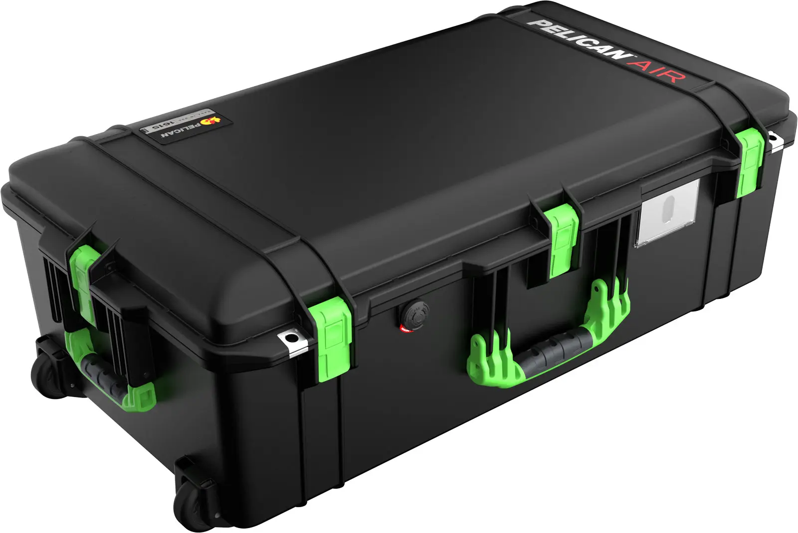 1615 black grn ltch Pelican Lab 1615 Air Case in black with custom coloured latches.